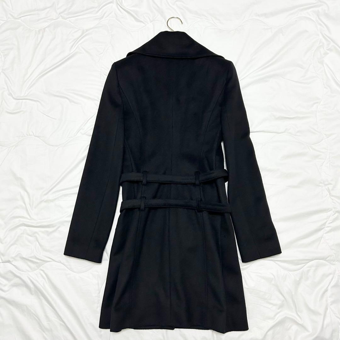 美品　パトリツィアぺぺ　ダブルベルト付き　カシミヤ混　トレンチコート　黒　42
