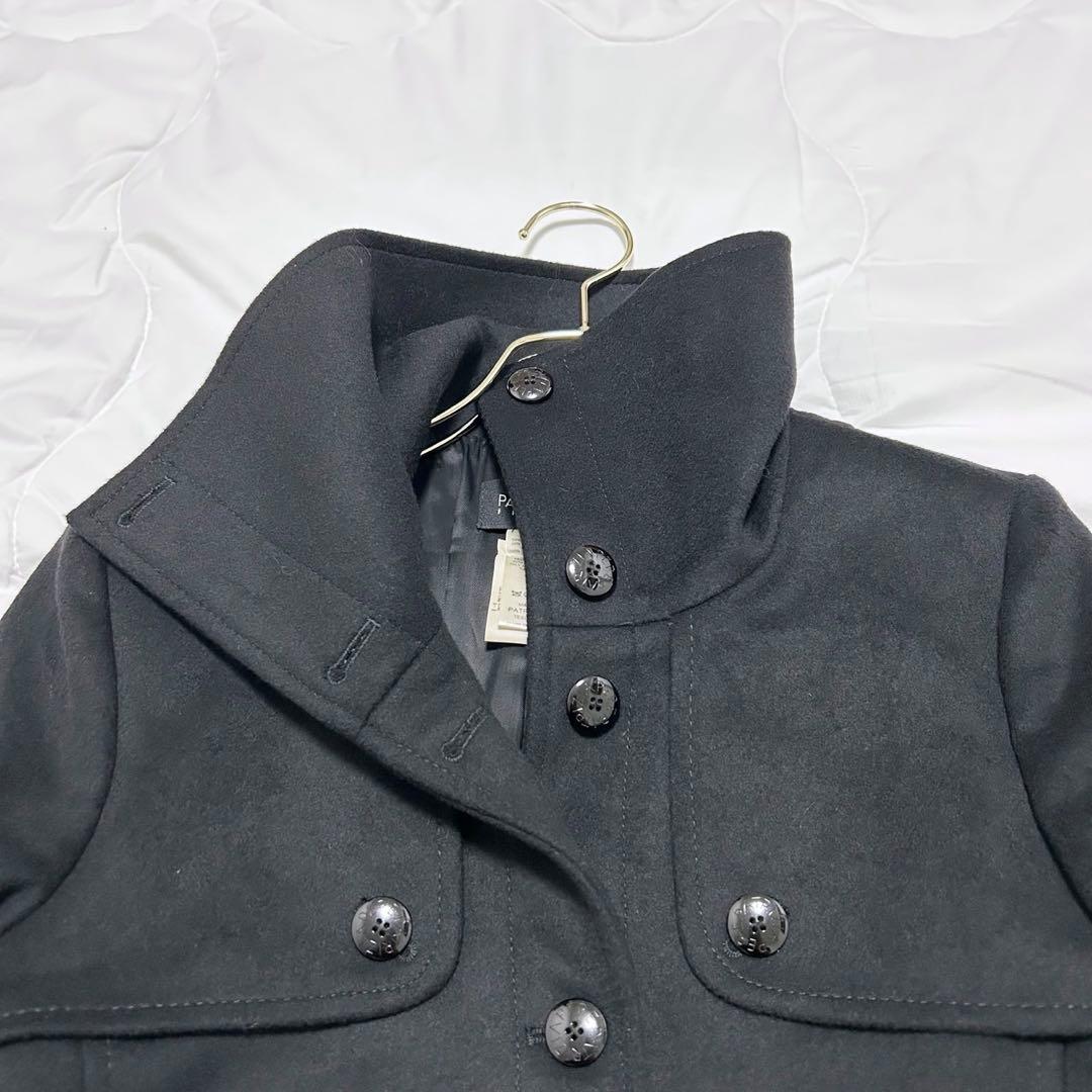 美品　パトリツィアぺぺ　ダブルベルト付き　カシミヤ混　トレンチコート　黒　42