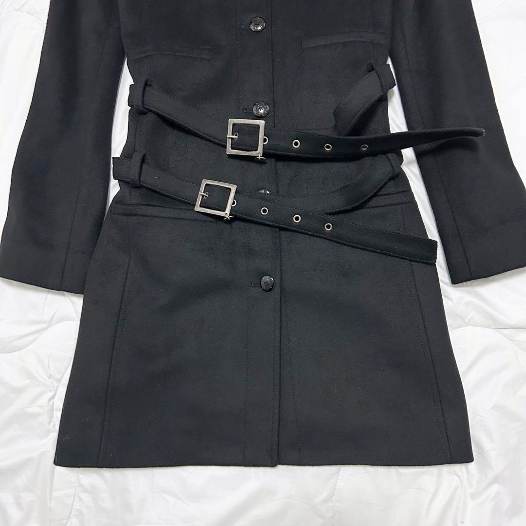 美品　パトリツィアぺぺ　ダブルベルト付き　カシミヤ混　トレンチコート　黒　42