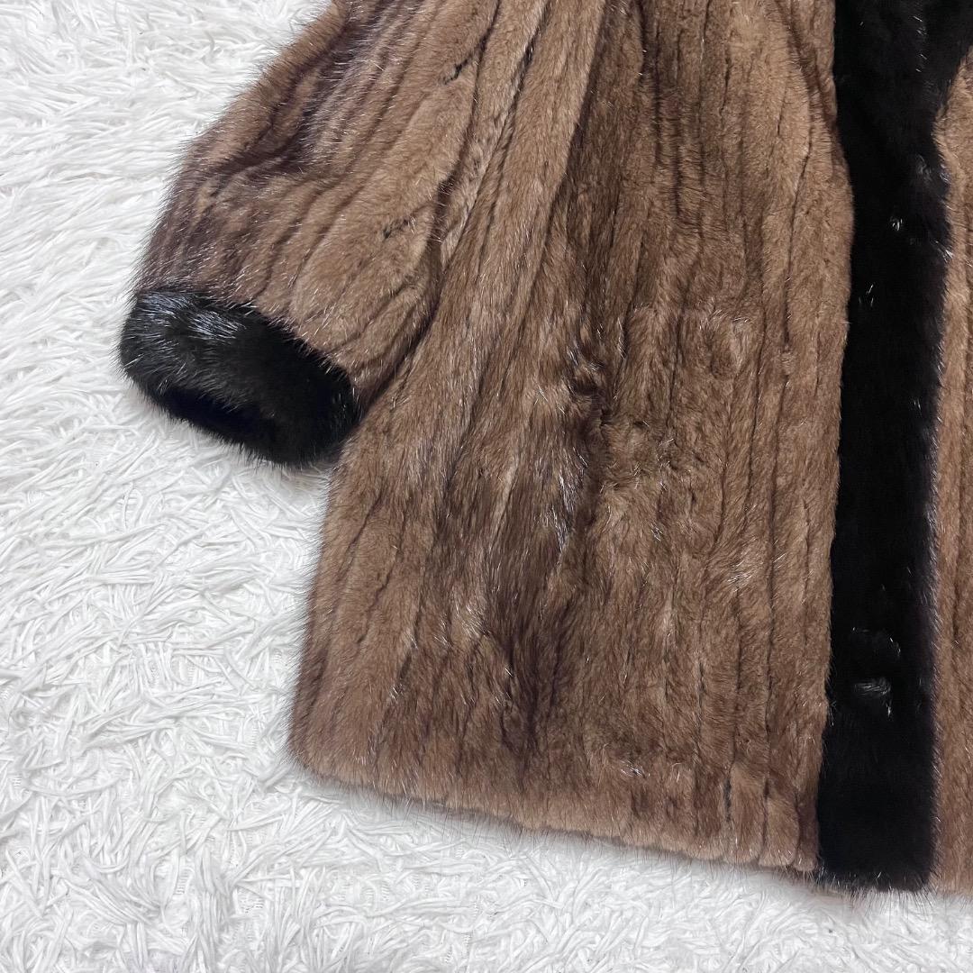 SAGA MINK サガミンク ファートリミング 毛皮コート ショールカラー