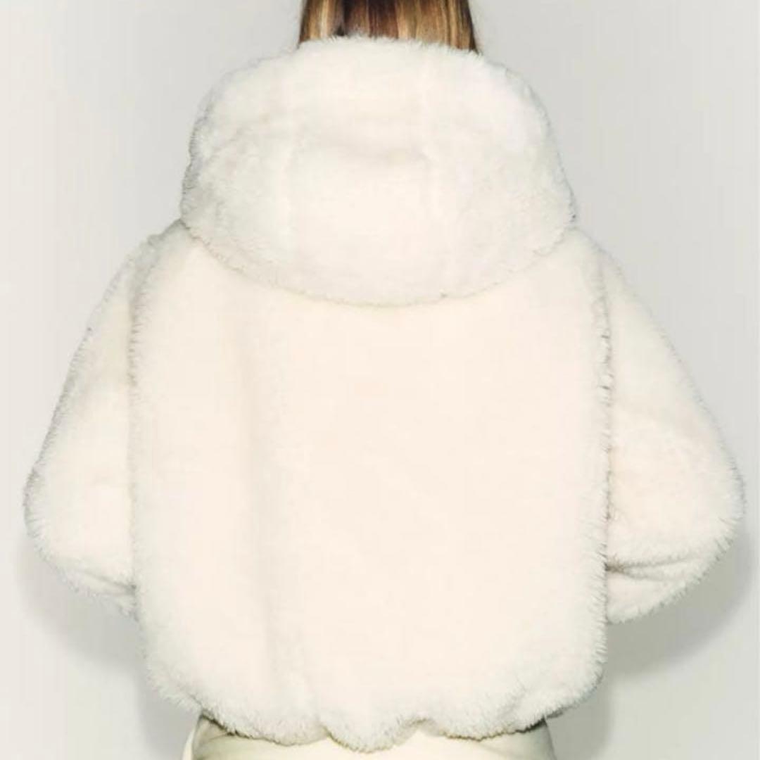 zara ボア生地保温フード付きアノラック エクリュ ボアブルゾン Sサイズ