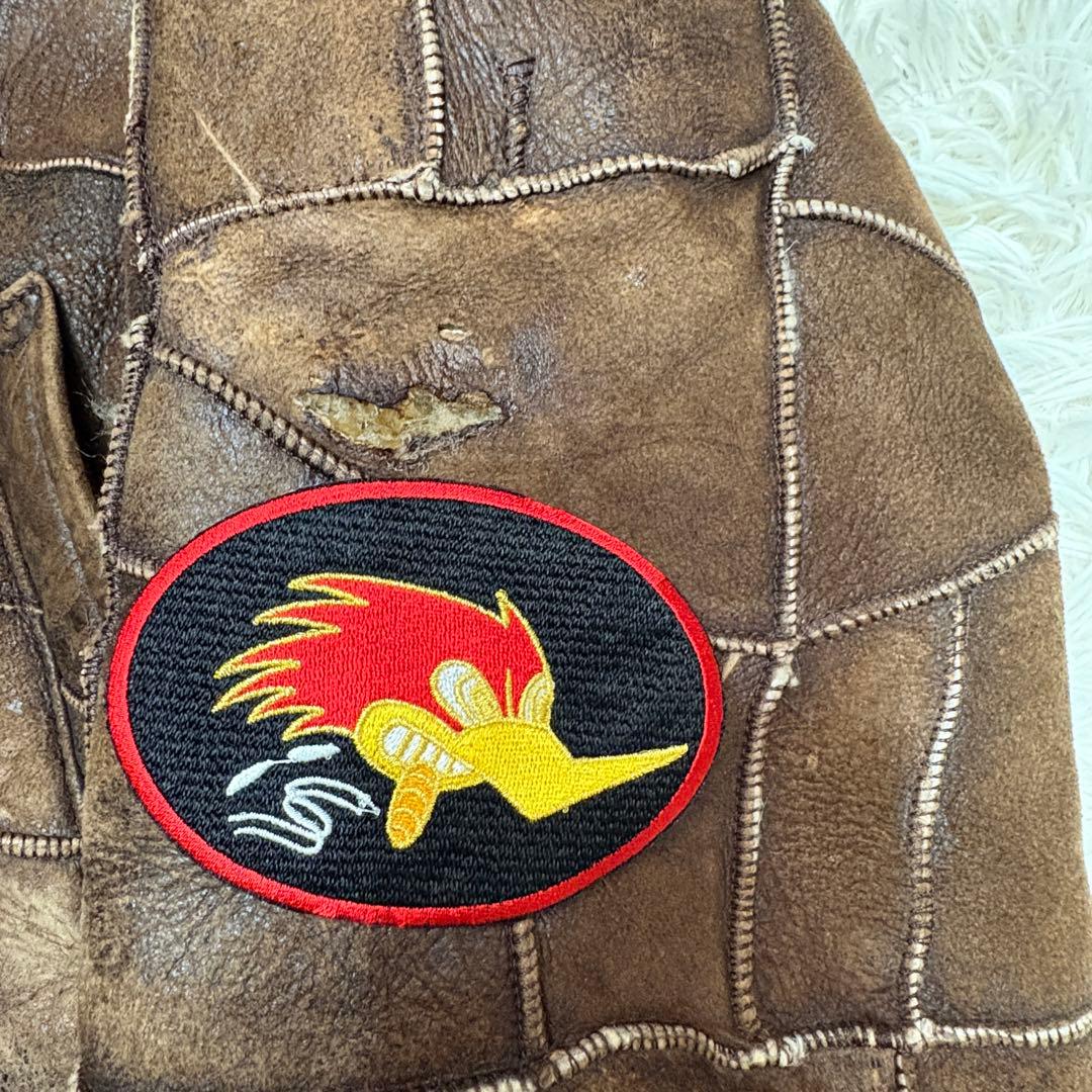 雰囲気抜群　リアルムートンジャケット B3 フライトジャケット 　パッチワーク