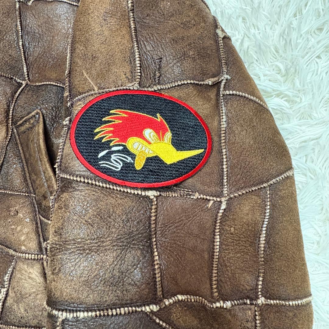 雰囲気抜群　リアルムートンジャケット B3 フライトジャケット 　パッチワーク