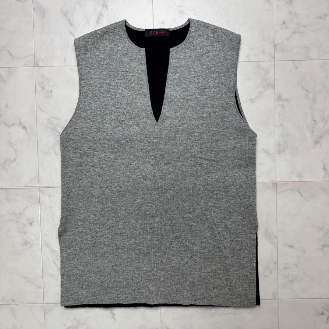 【美品】人気 CABaN ウールカシミヤ リバーシブル チュニック ベスト