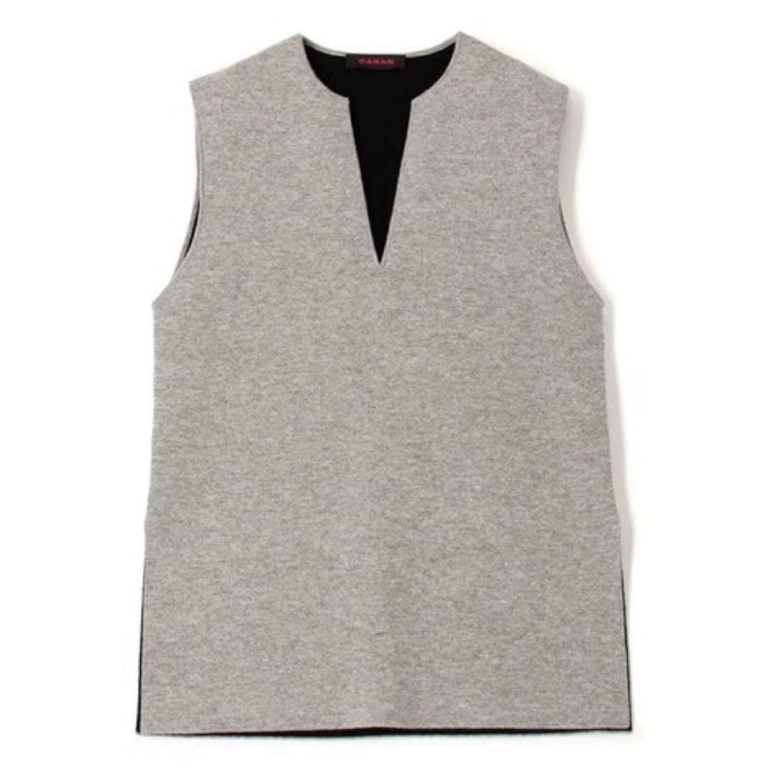 【美品】人気 CABaN ウールカシミヤ リバーシブル チュニック ベスト