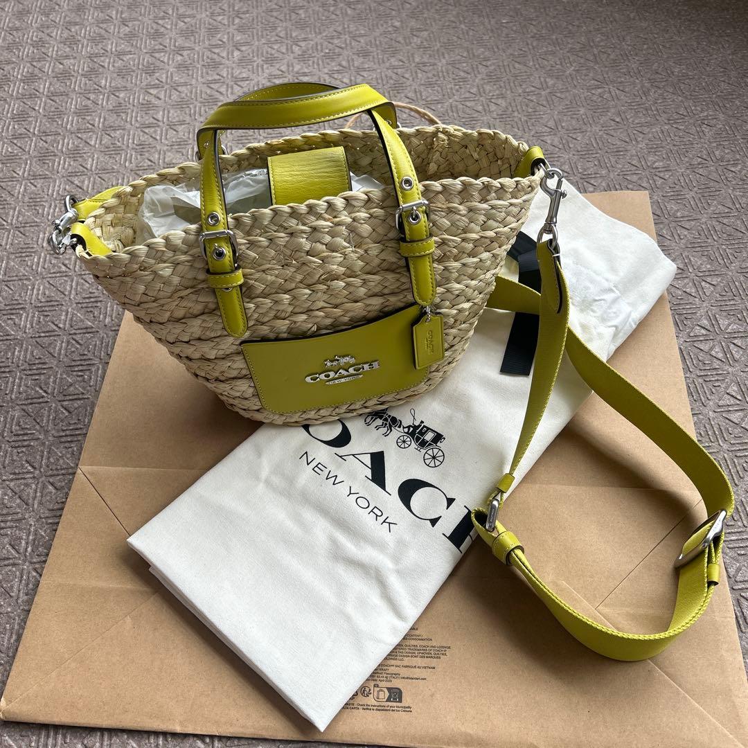COACH イエロー かごバッグ