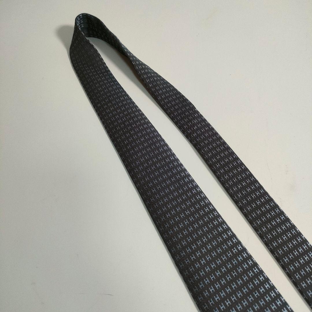 エルメス ネクタイ ファソネ　H柄 グレー系 シルク