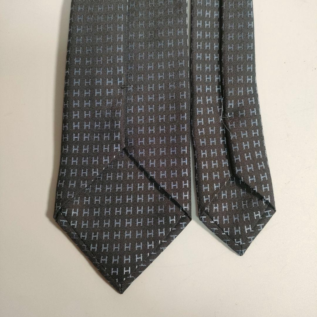 エルメス ネクタイ ファソネ　H柄 グレー系 シルク