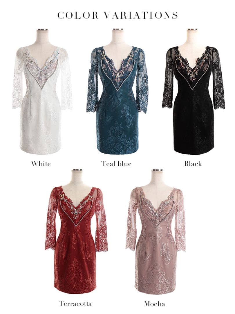 【ローブドフルール】ロングスリーブ×ビジュータイトミニキャバドレス