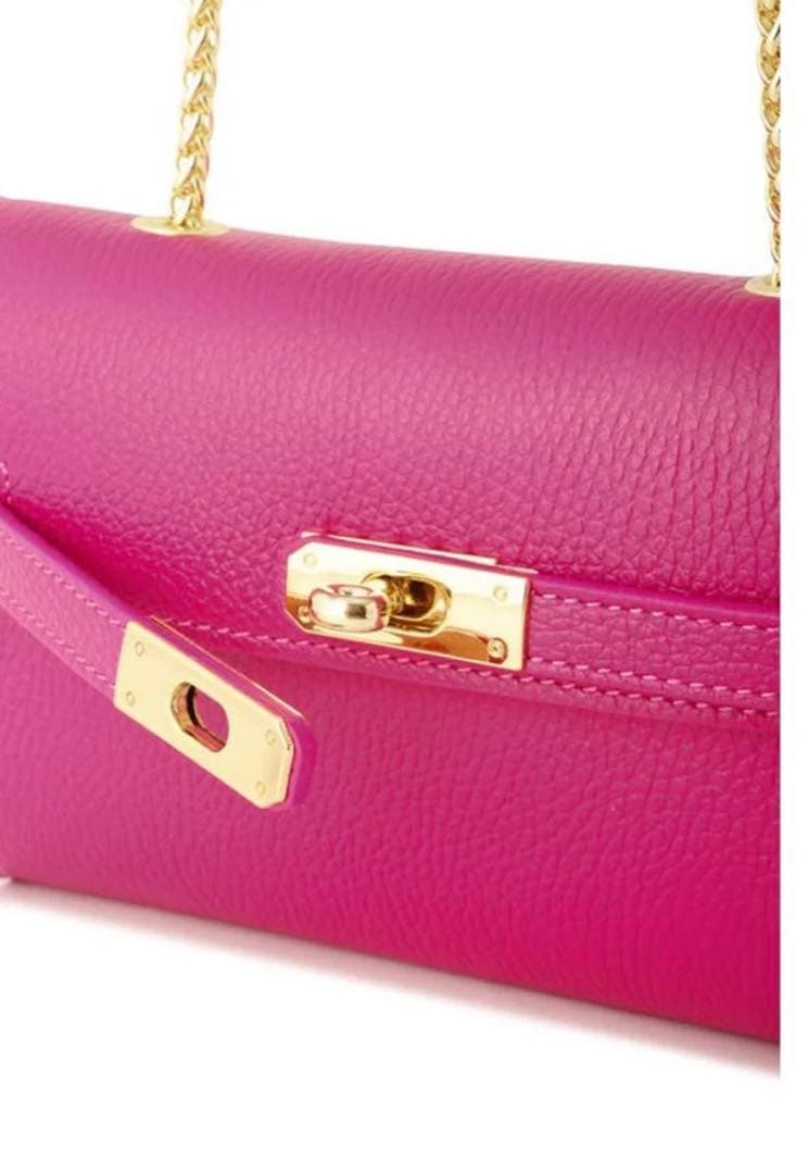 極美品　ピンキー＆ダイアン　チェーンハンドバッグ （ピンク）　本革　レザー