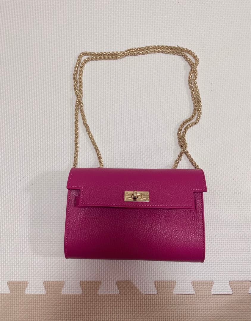 極美品　ピンキー＆ダイアン　チェーンハンドバッグ （ピンク）　本革　レザー