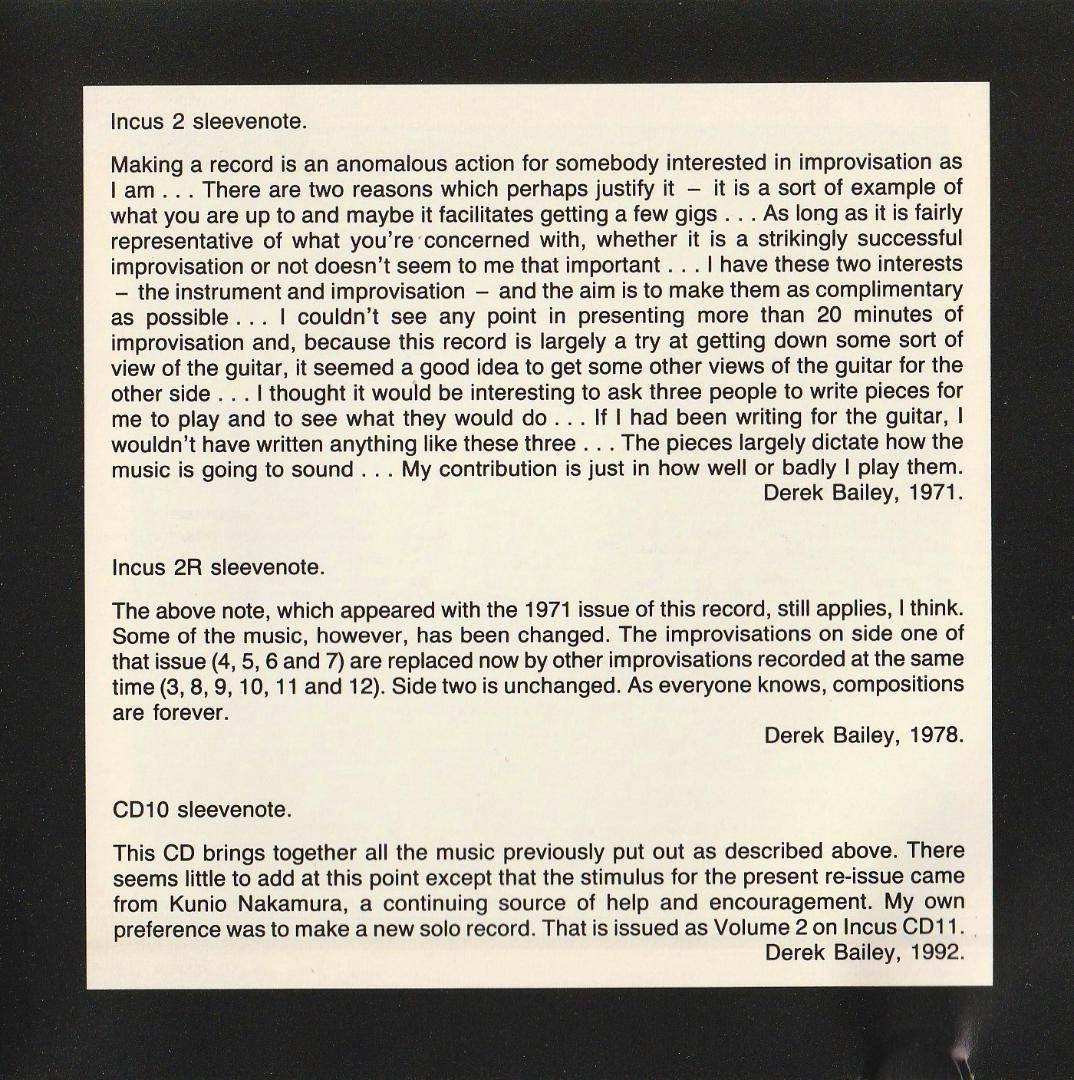 その他 Derek Bailey : Solo Guitar Volume 1