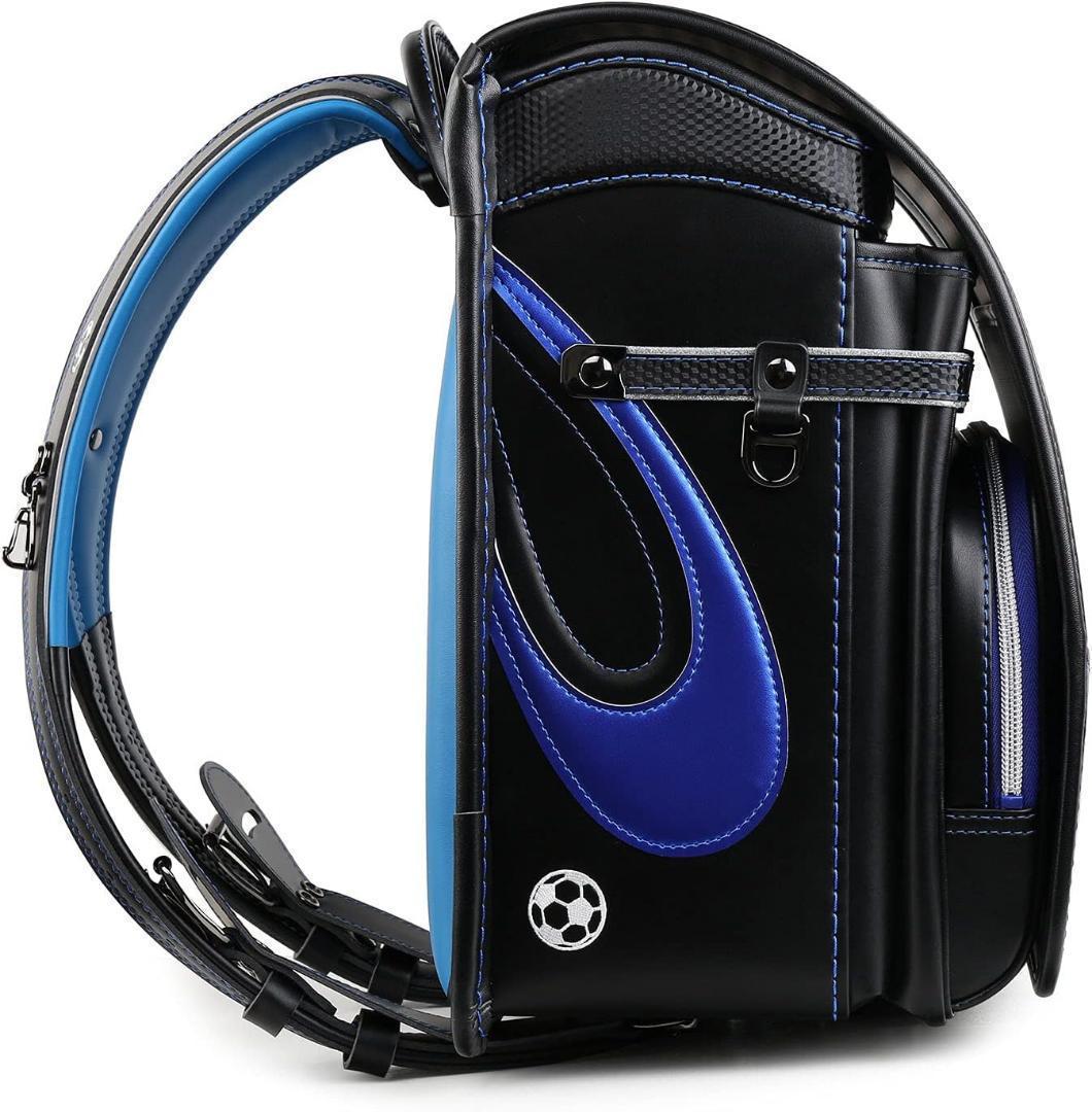 人気　ランドセル　男の子　A4フラットファイル対応　サッカー　小学生　黒×青