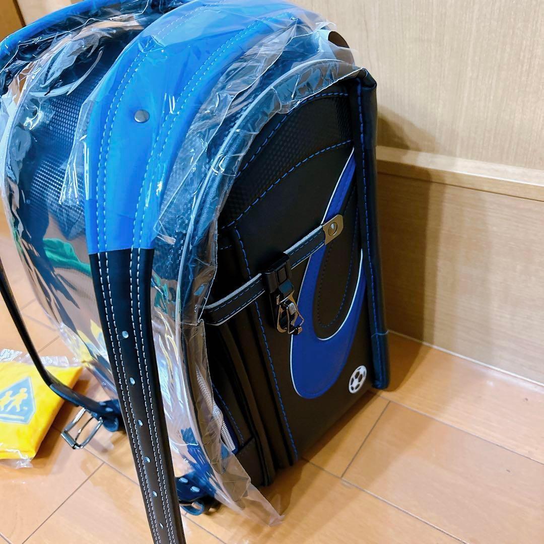 人気　ランドセル　男の子　A4フラットファイル対応　サッカー　小学生　黒×青