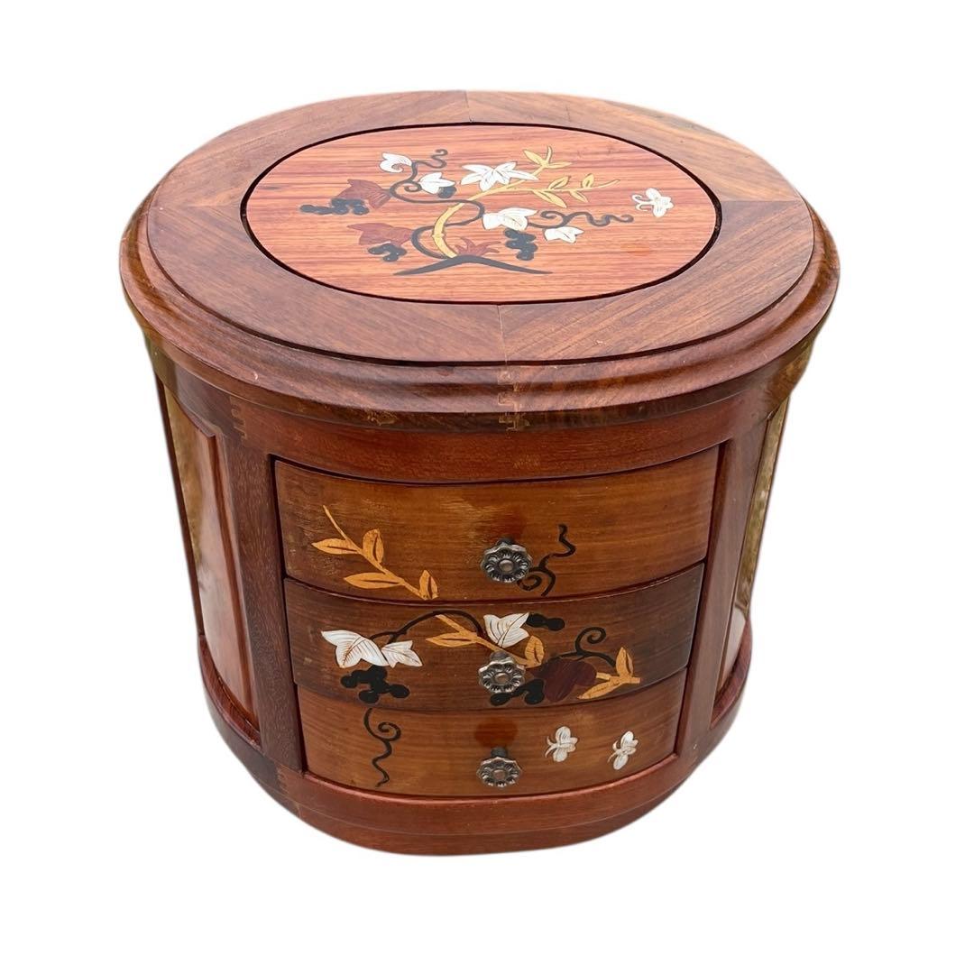 ミニ箪笥　引出三段　象嵌細工　花梨　天然木