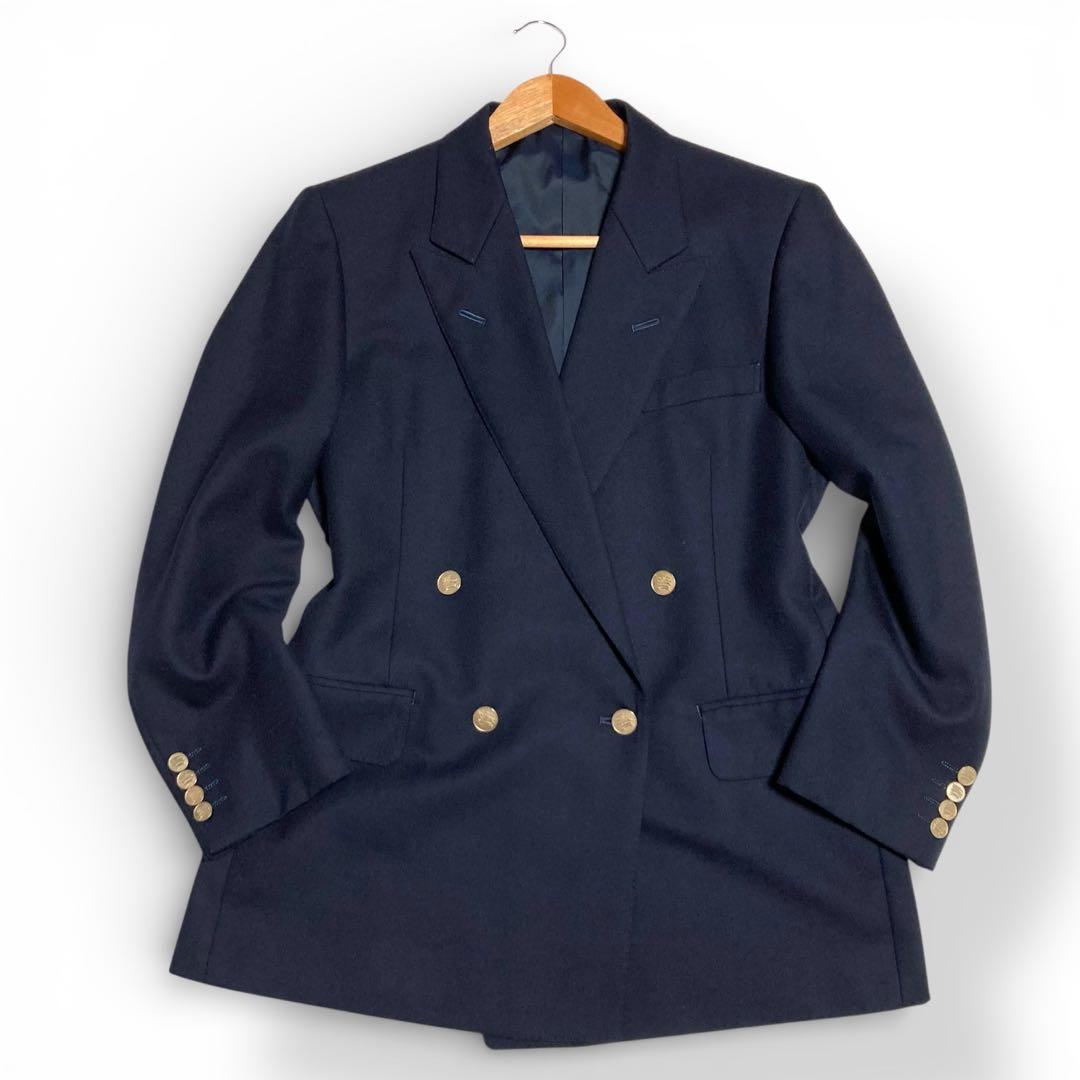バーバリー★紺ブレ テーラードジャケット 金ボタン ダブル シャドーホース