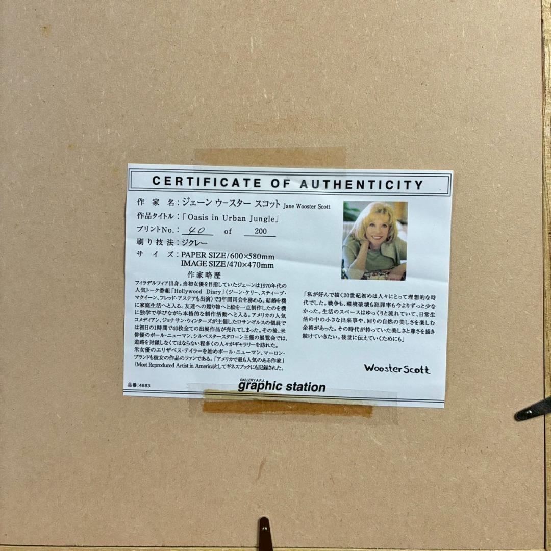 【最終値下げ】美品 ジェーン・ウースター・スコット「都会のオアシス」保証書有