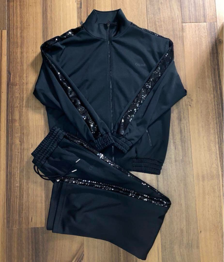 CELINE ブラック ジャージ スパンコール付き