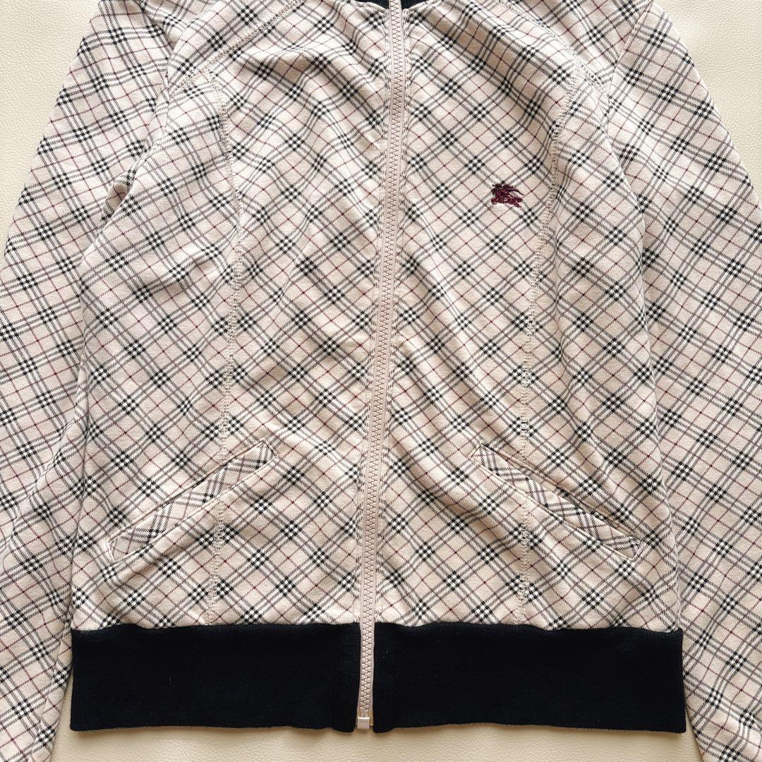 バーバリーブルーレーベル ジップパーカー トップス ノバチェック ホース刺繍 M