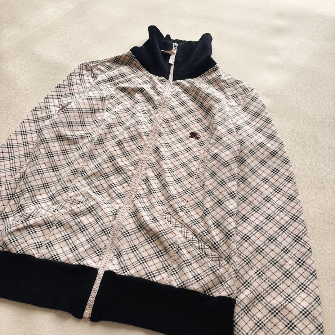 バーバリーブルーレーベル ジップパーカー トップス ノバチェック ホース刺繍 M