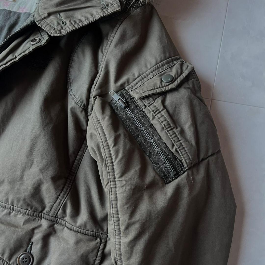 DIESEL 2way中綿フードファー ボンバー M カーキ フライトジャケット