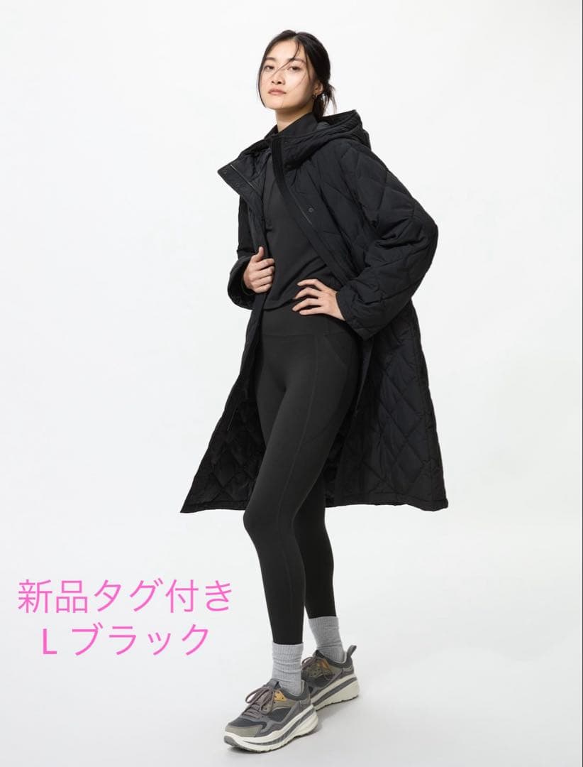 ユニクロ パフテックロングコートリラックスフィット：ブラック L