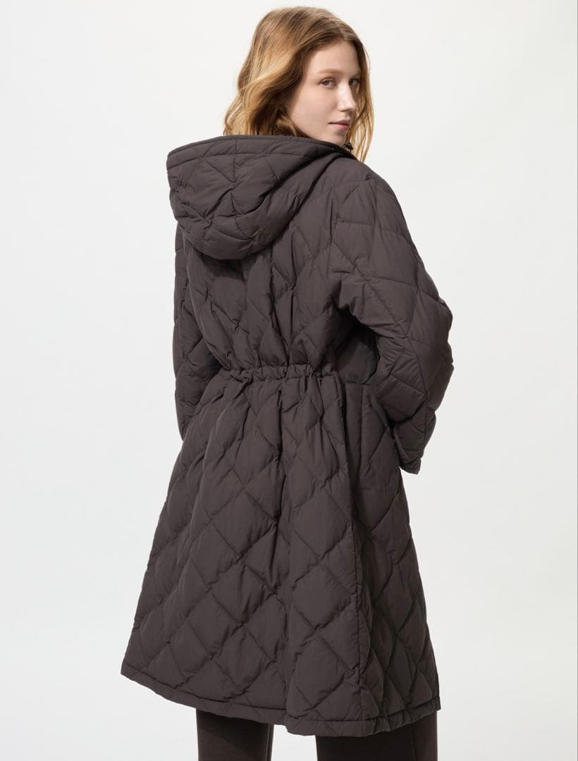 ユニクロ パフテックロングコートリラックスフィット：ブラック L