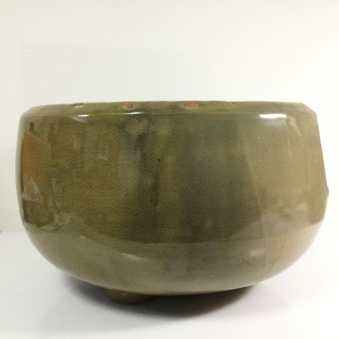 土風炉 火鉢 五徳付 焼物 灰付 茶道具 L285