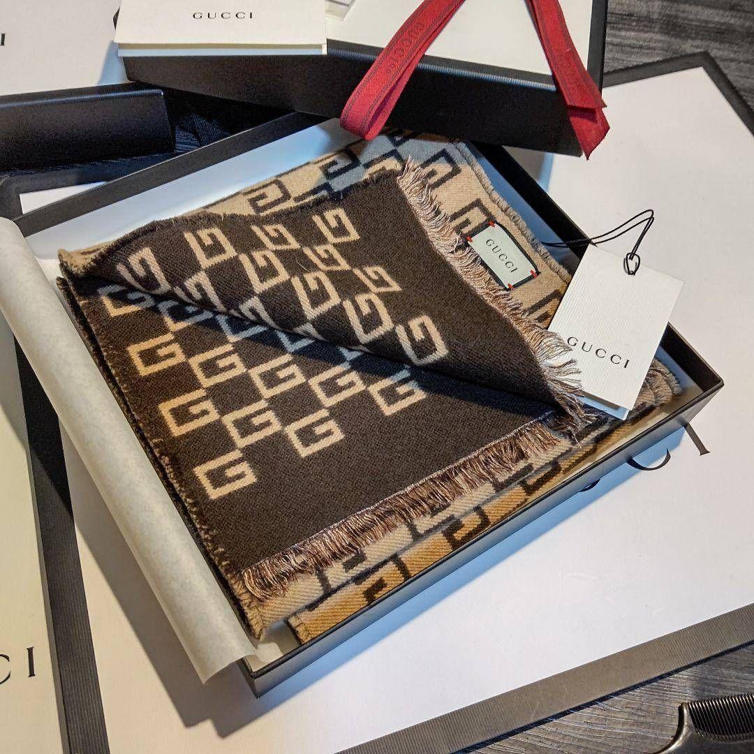 ❤新品箱袋付❤GUCCI マフラー ストール ショール スカーフ❤ブラウン❤