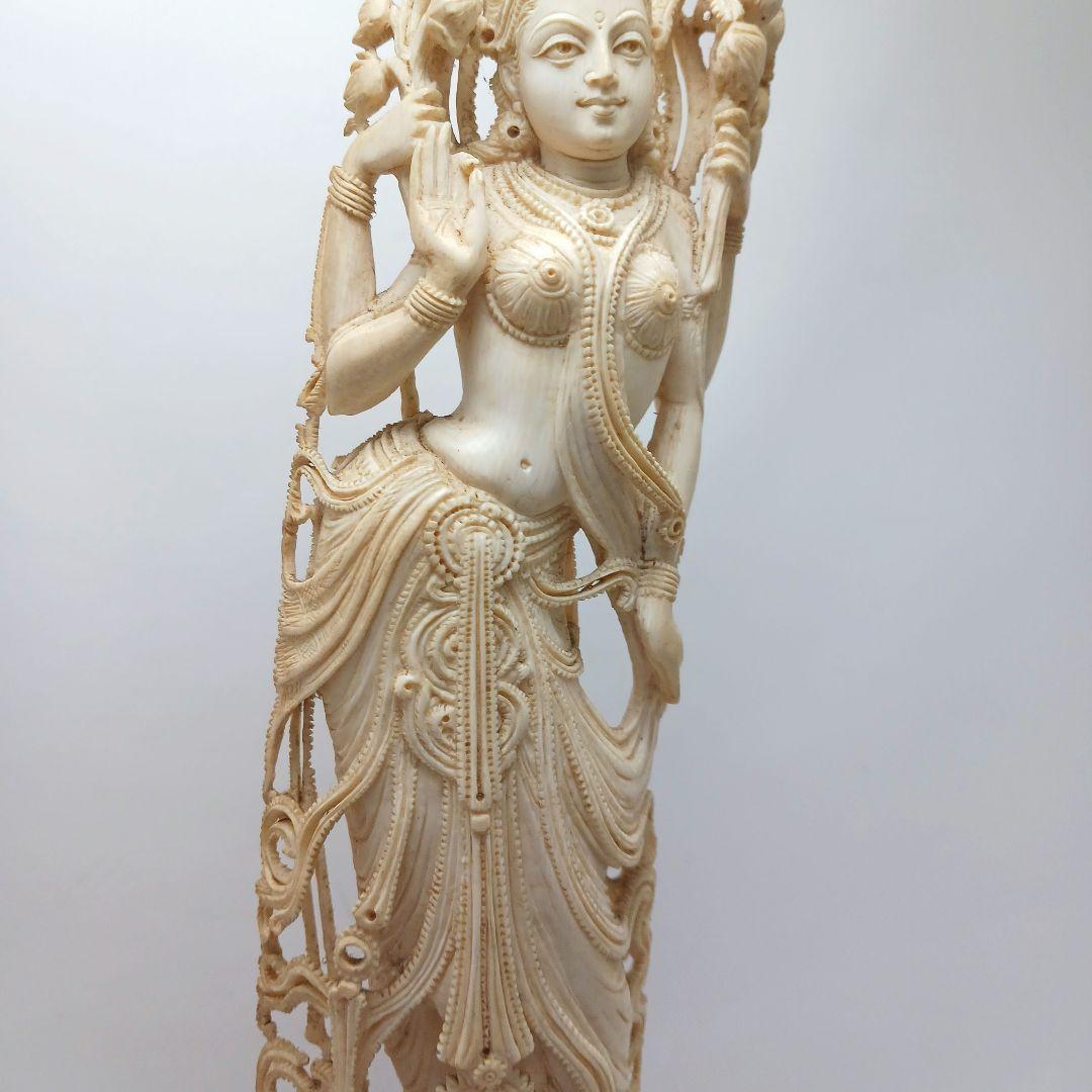 Y2179 細密彫刻 極上 置物 チベット女神像 総重量646.1g　ten