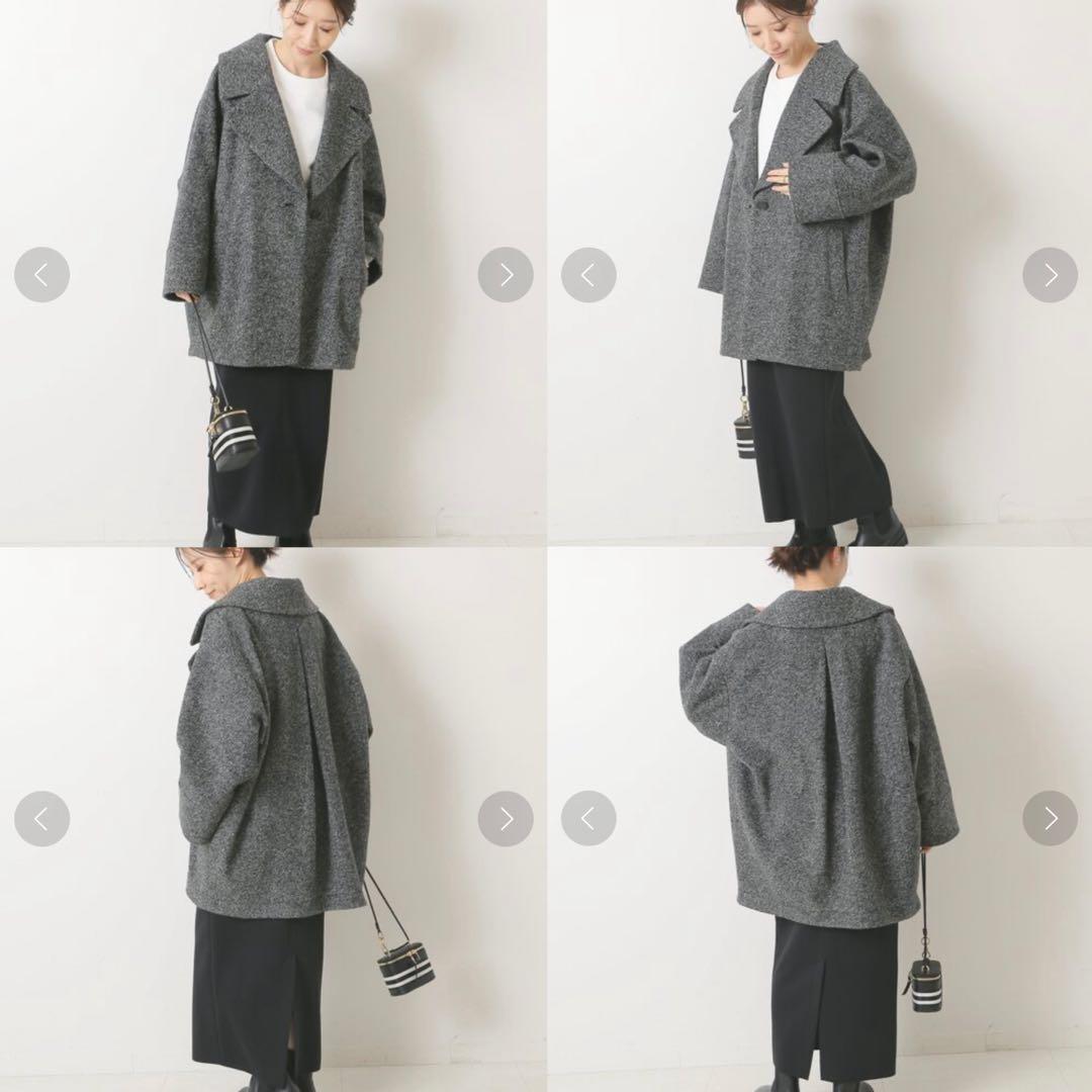 スピックアンドスパン Wスライバーヘリンボーンミドルコート 22AW