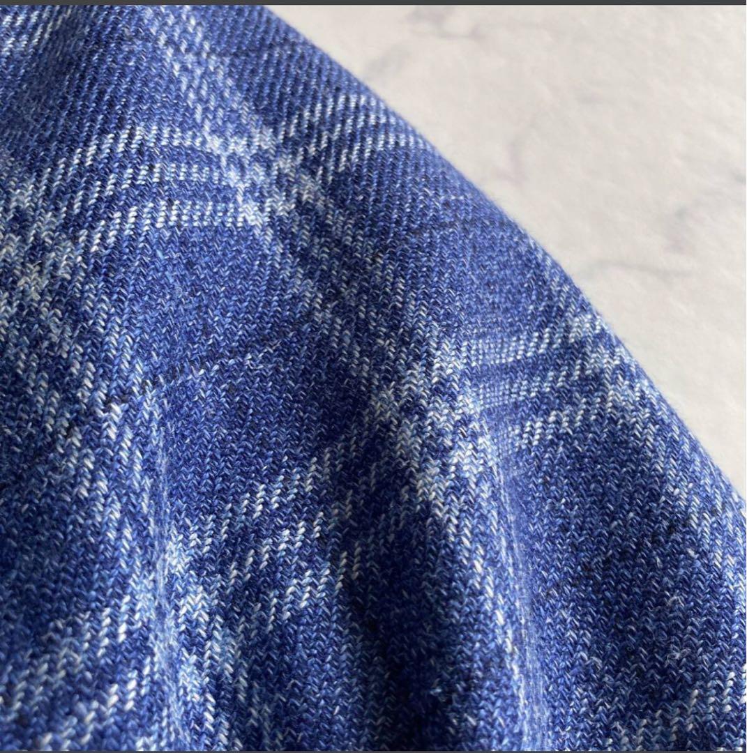 【限定】ロロピアーナ　ブルーネイビー ウィンドウペン ジャケット　シルク　リネン