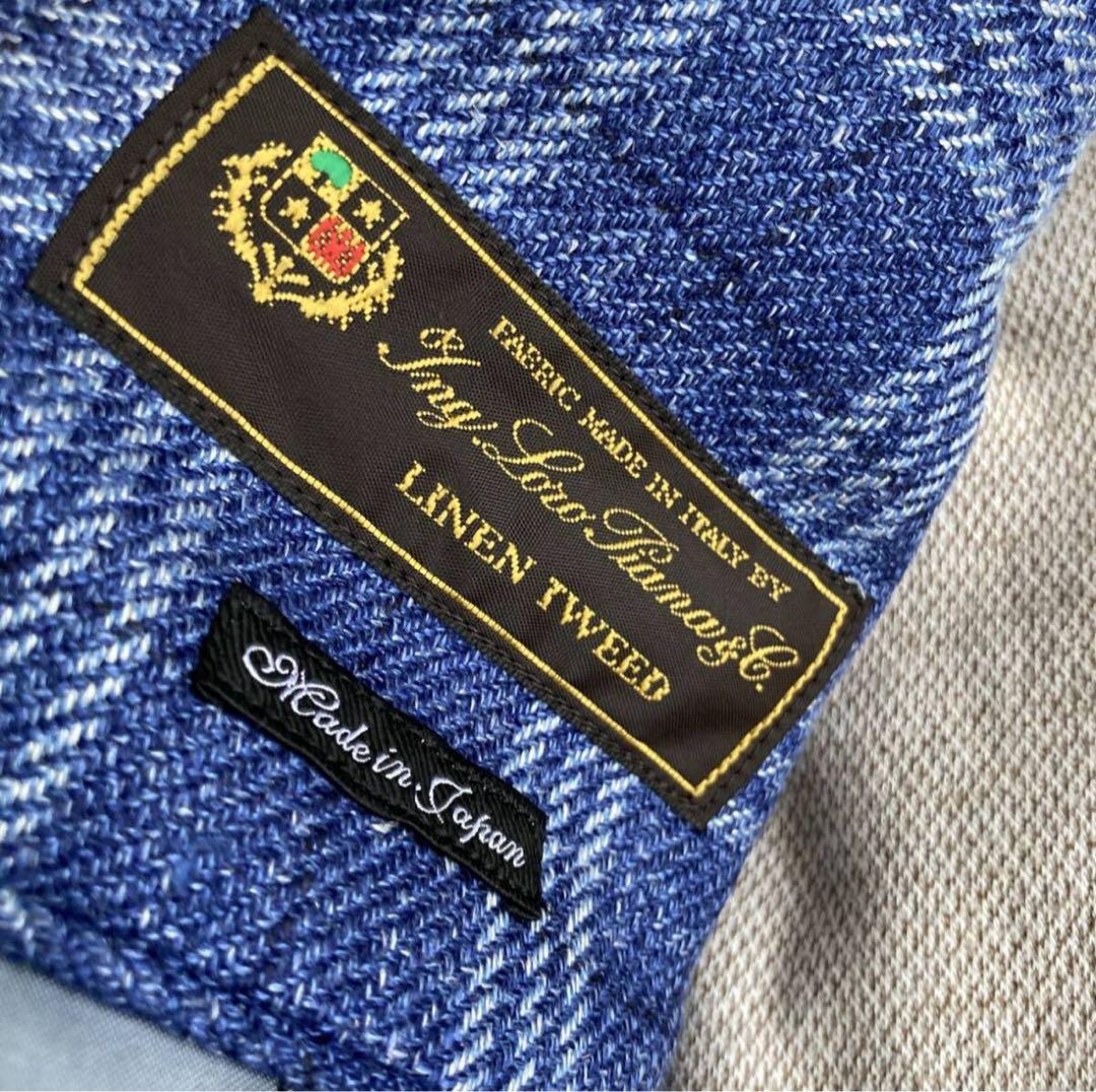 【限定】ロロピアーナ　ブルーネイビー ウィンドウペン ジャケット　シルク　リネン