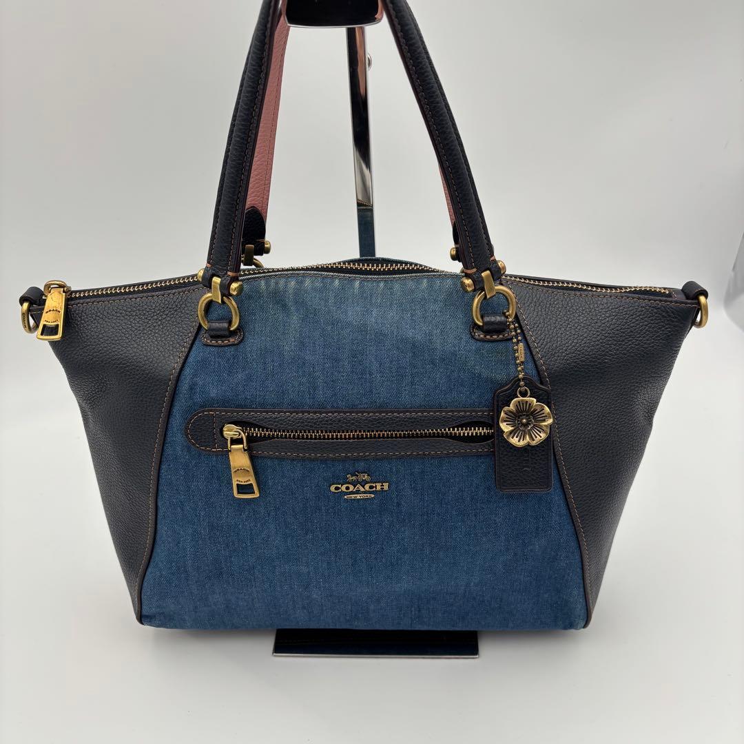 COACH コーチ デニムブルー ショルダーバッグ 2way ティーローズ