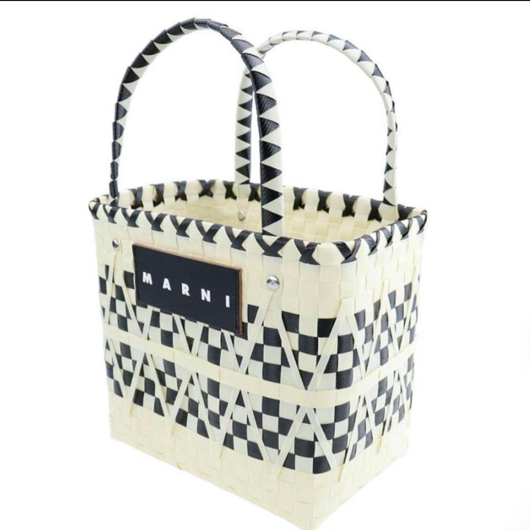 【新品・未使用】マルニマーケット　ステンシルバック　かごバック　ホワイト