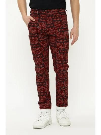 新品【パーリーゲイツ】EXストレッチ ロゴ総柄 ロングパンツ 黒 5(L)
