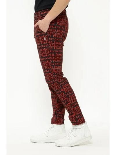 新品【パーリーゲイツ】EXストレッチ ロゴ総柄 ロングパンツ 黒 5(L)