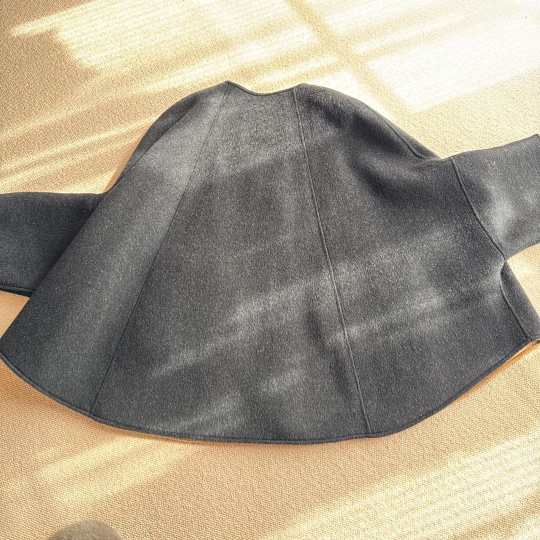 リバーシブル　ウールポンチョタイプコート