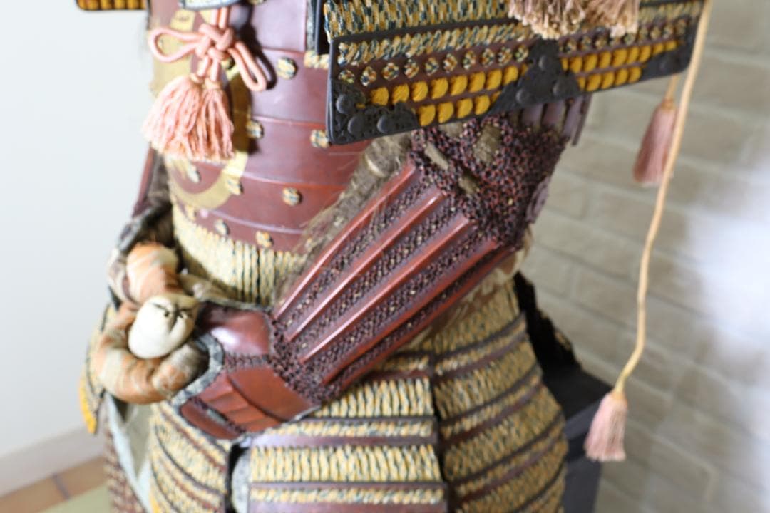 BLACK【等身大甲冑】武者鎧 赤具足一式 光忍作 約50年前製サムライ鎧