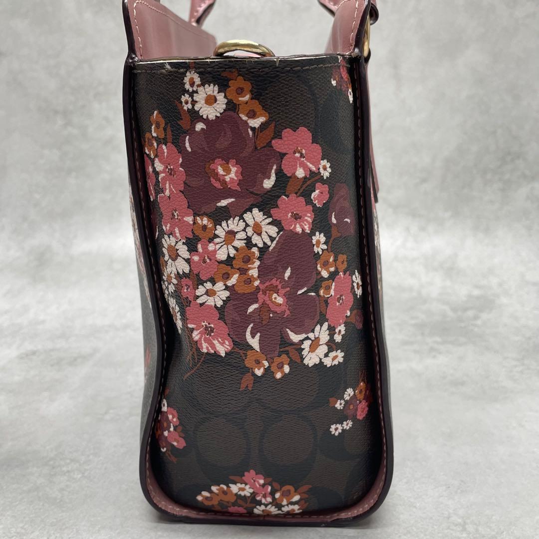 専用✨コーチ 2way ハンド ショルダーバッグ PVC×レザー 花柄 肩掛け
