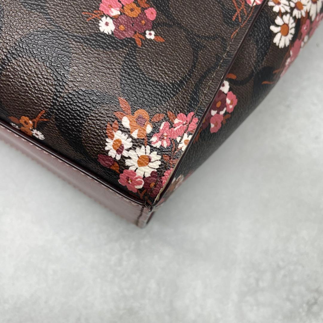 専用✨コーチ 2way ハンド ショルダーバッグ PVC×レザー 花柄 肩掛け