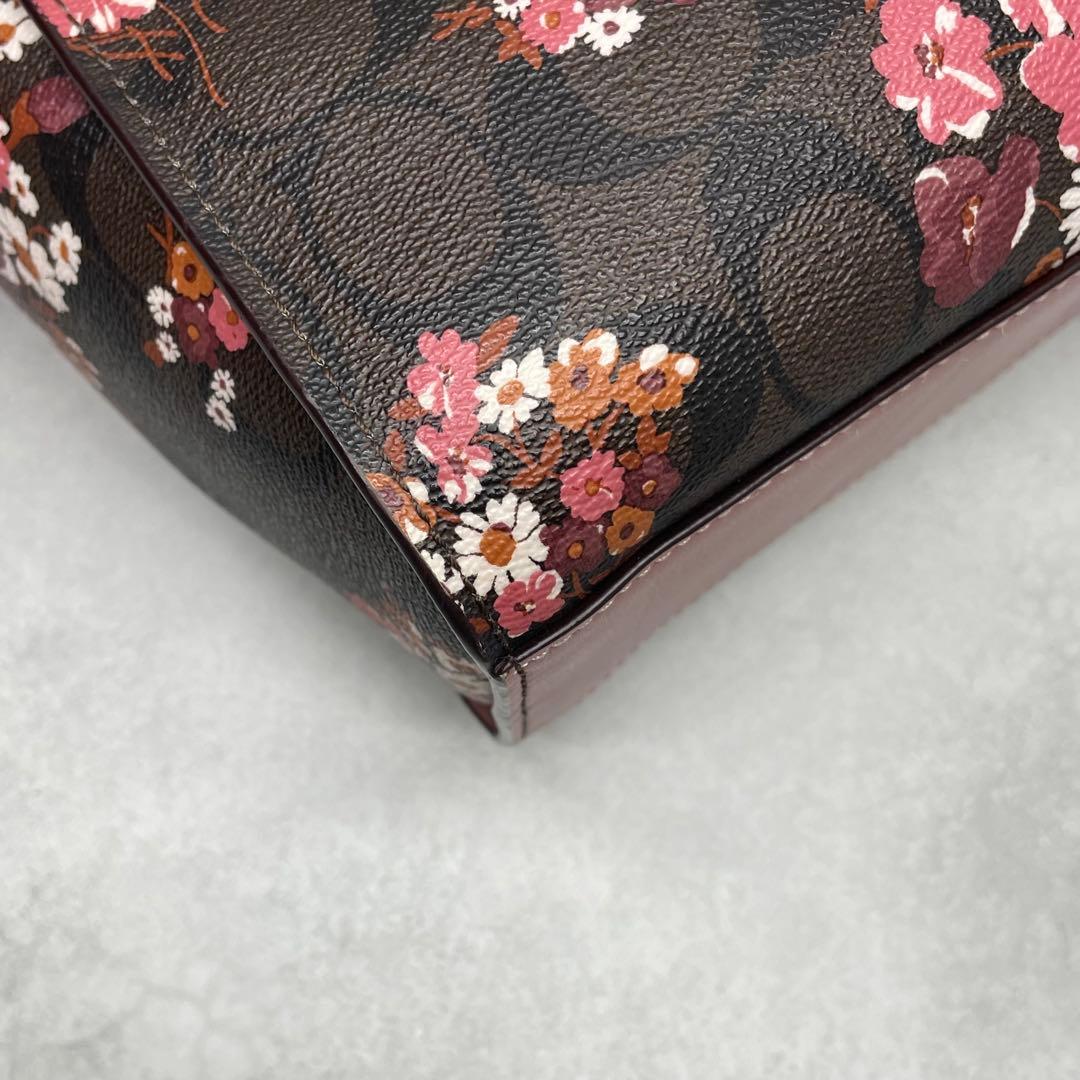 専用✨コーチ 2way ハンド ショルダーバッグ PVC×レザー 花柄 肩掛け