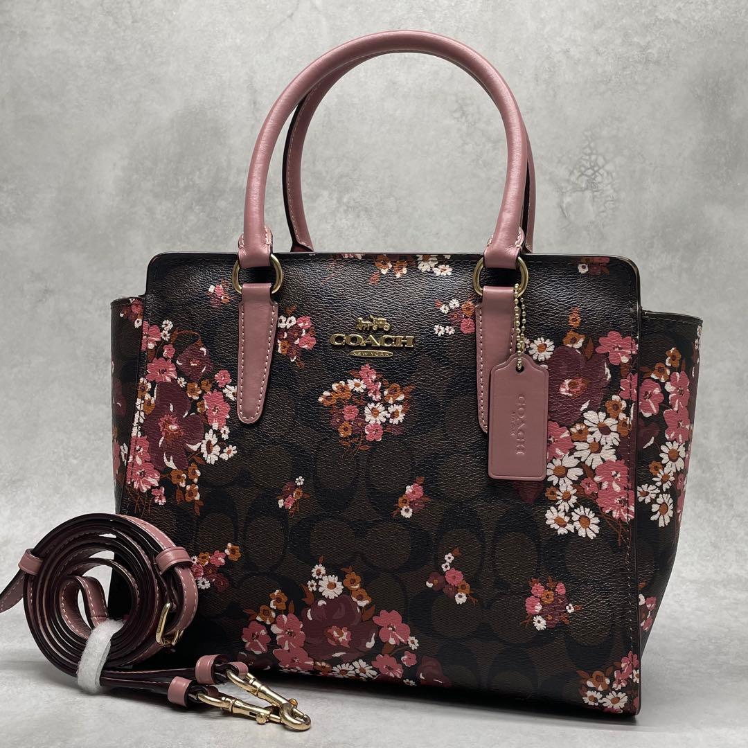 専用✨コーチ 2way ハンド ショルダーバッグ PVC×レザー 花柄 肩掛け