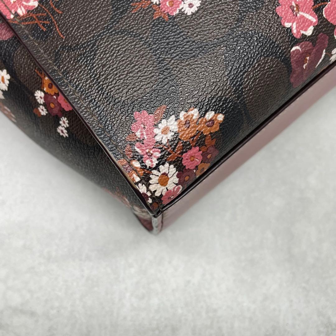 専用✨コーチ 2way ハンド ショルダーバッグ PVC×レザー 花柄 肩掛け