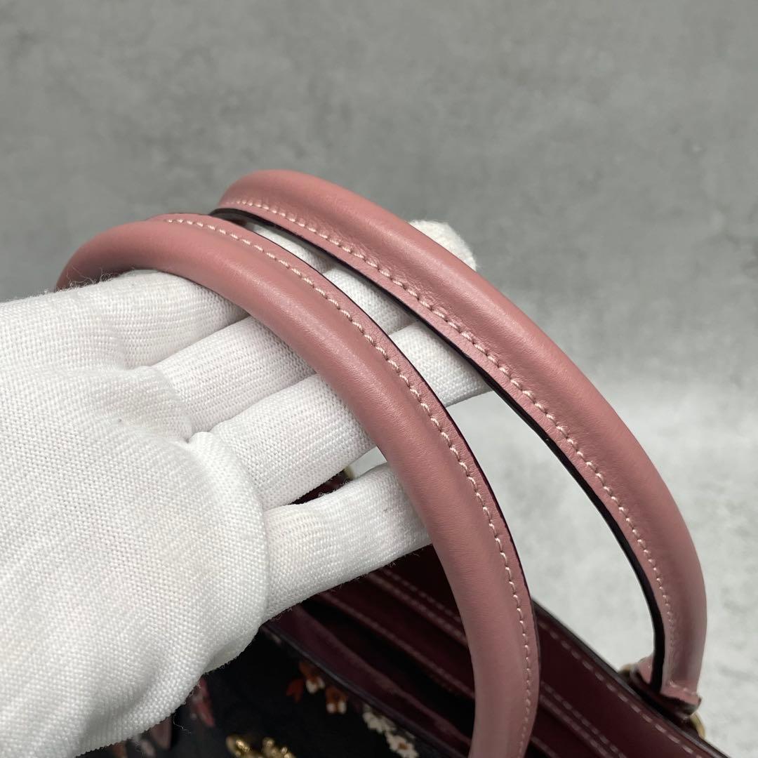 専用✨コーチ 2way ハンド ショルダーバッグ PVC×レザー 花柄 肩掛け