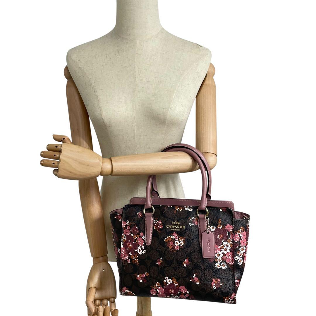 専用✨コーチ 2way ハンド ショルダーバッグ PVC×レザー 花柄 肩掛け