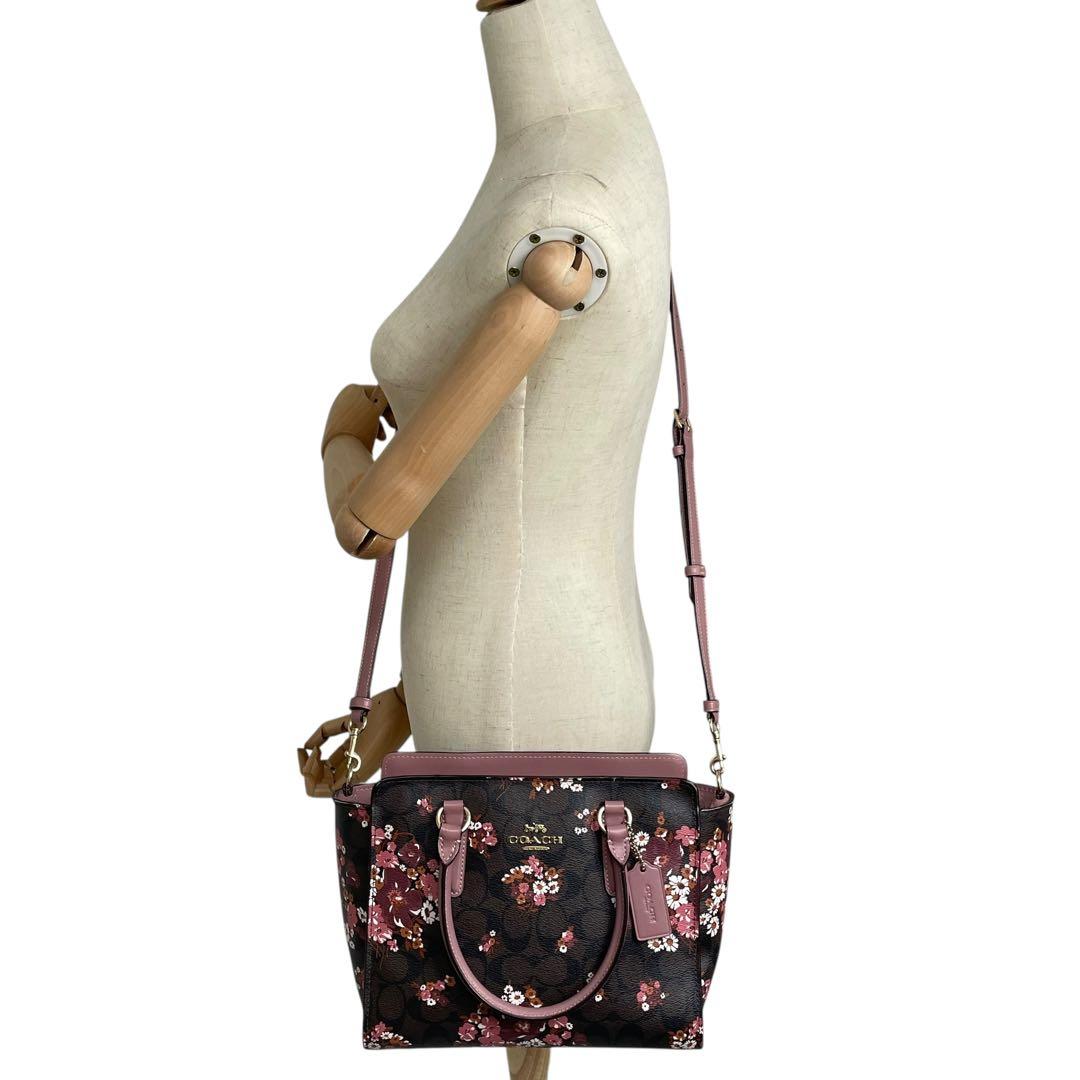 専用✨コーチ 2way ハンド ショルダーバッグ PVC×レザー 花柄 肩掛け