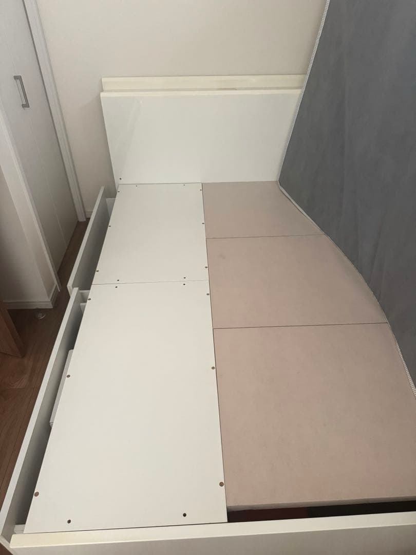 ニトリ ホワイト 収納 コンセント付きベッド ダブル マットレス