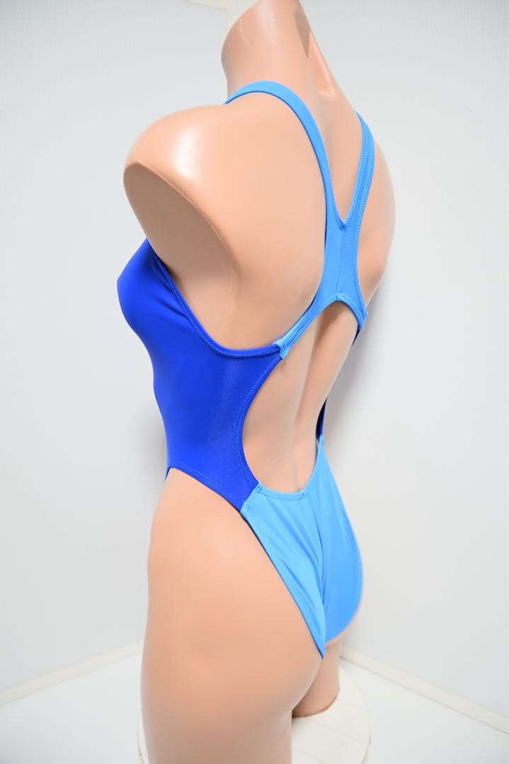 青色 ハイカット ワンピース水着
