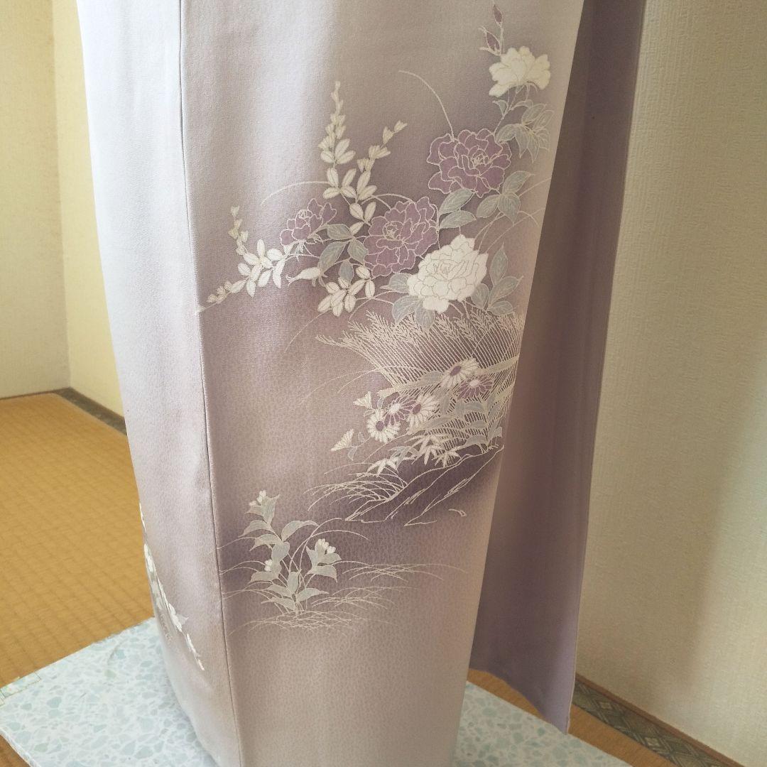 【高島屋誂製】正絹・訪問着・薄紫寄りグレー系・袷